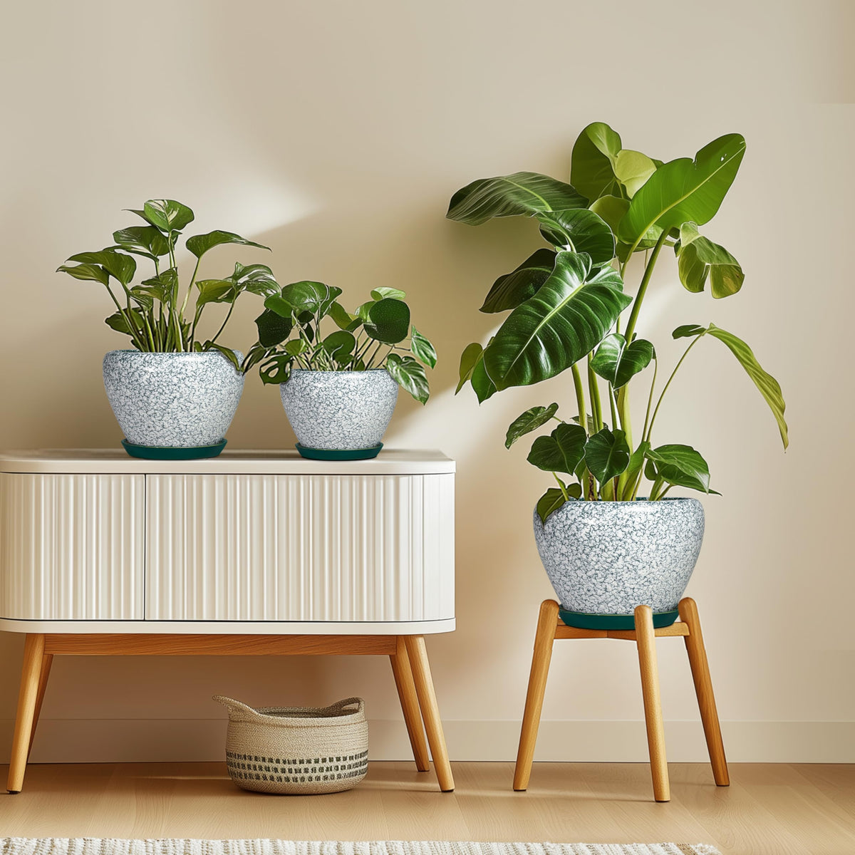 Thirtypot Ceramic Plant Pot, 6 Inch Planters Indoor, Crackle Green