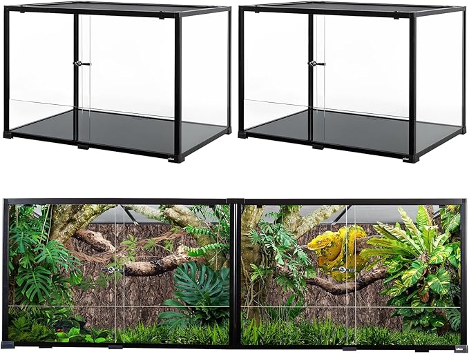 OIIBO Extra Large Reptile Terrarium 72" x 24" x 24" Reptile Tank, Upgrade Splicable Tank Can Be Used as 2 Separate Habitats, Giant Terrarium with Double Front Sliding Doors