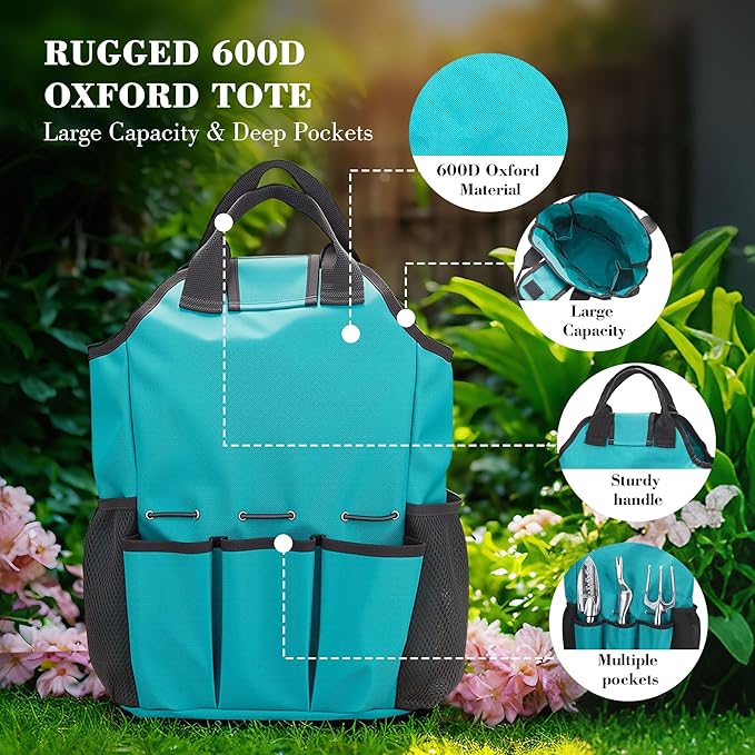 Garden Tool Set, Gardening Gifts for Women, Men, Mom, Dad, 11-Piece Heavy-Duty Aluminum Hand Tools Set with Tote Bag, Ergonomic Handles, Rust-Proof Starter Garden Kits, Gardening Essentials & Supplies