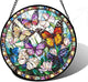 DASTOLL Stained Glass Window Hanging, Colorful Butterfly Suncatcher for Doors Home Sun Catchers Decoration and Christmas, Mother's Day Birthday Gifts for Women, Men, and Mom 9.8 in