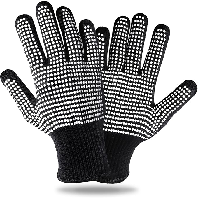 Teenitor 2 Pcs Heat Resistant Gloves With Silicone Bumps, Heat Resistant Gloves For Sublimation, Heat Protection For Hair Styling White