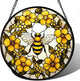 Stained Glass Window Hanging - Yellow Flowers Surrounded by Bees Sun Catcher for Door Garden Home Decor Cute Suncatcher Christmas Mother's Day Birthday Gifts for Women Men Mom Nana 15 in