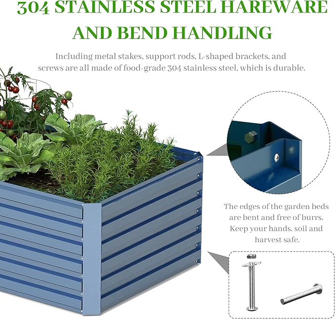 6x3x2 ft Raised Garden Bed, Large Metal Planter Raised Beds, Planters for Outdoor Plants for Vegetables, Flowers, Herbs, Fruits, and Succulents.(2 Pcs, Blue)