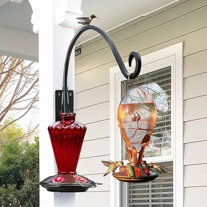 Lifyzoon Heavy Duty Plant Hanger Bracket (8"/Black) Outdoor Hand-Forged Hanging Plant Bracket Durable and Stable Bird Feeder Hanger