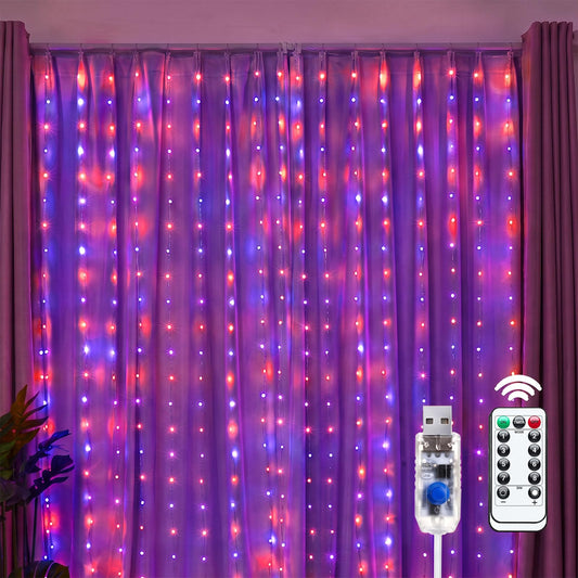 Brightown 300 LED Fairy Curtain Lights, 9.8ft x 9.8ft Curtain String Lights