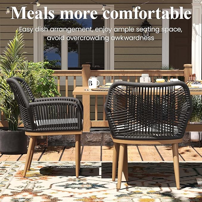 LayinSun Outdoor Dining Set for 10, 11 Pieces Patio Furniture Sets with Aluminum Dining Table and Rope Weave Chairs