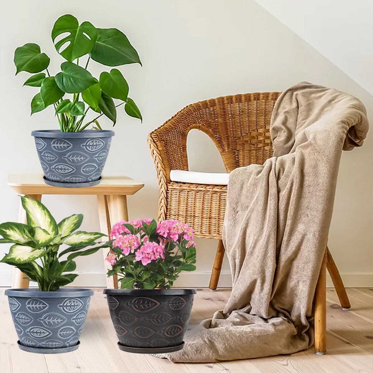 Nooulap 3 Pack Flower Pots 11 Inch