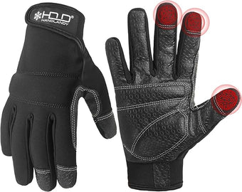 HANDLANDY Work Gloves for Men & Women, Utility Mechanic Working Gloves Touch Screen, Flexible Yard Work Gloves