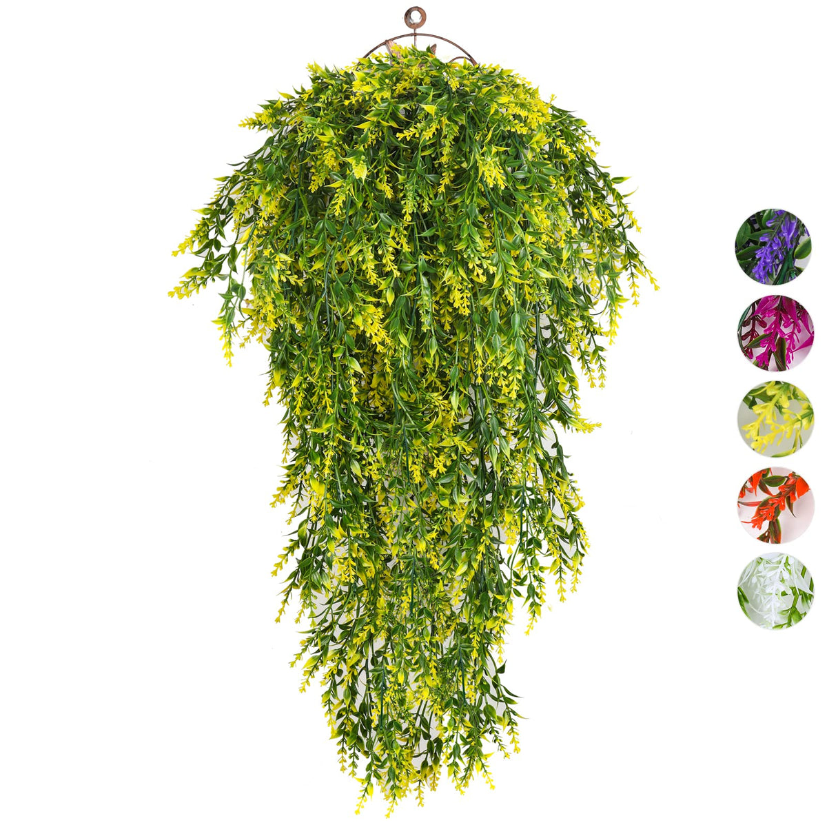 RECUTMS 4PCS Artificial Yellow Lavender Fake Hanging Plants Ivy for Outdoor