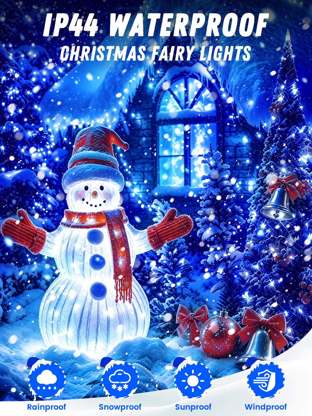 2 Pack 100 LED Fairy Lights Battery Operated with Remote Timer, 33 FT Blue