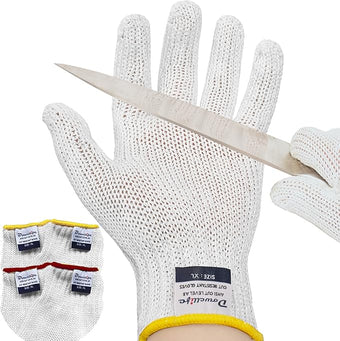 Dowellife Level 8 Reinforced Cut Resistant Gloves - Food Grade, Mandoline & Knife Safety Gloves for Meat Cutting, Oyster Shucking, Fish Filleting, Kitchen Slicing (X Large - 2 Pairs)