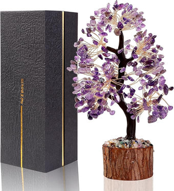 Amethyst Chakra Crystal Tree of Life,Crystals and Healing Stones,Birthday Gifts for Women,Spiritual Meditation Gifts for Positive Energy,Crystal Decor