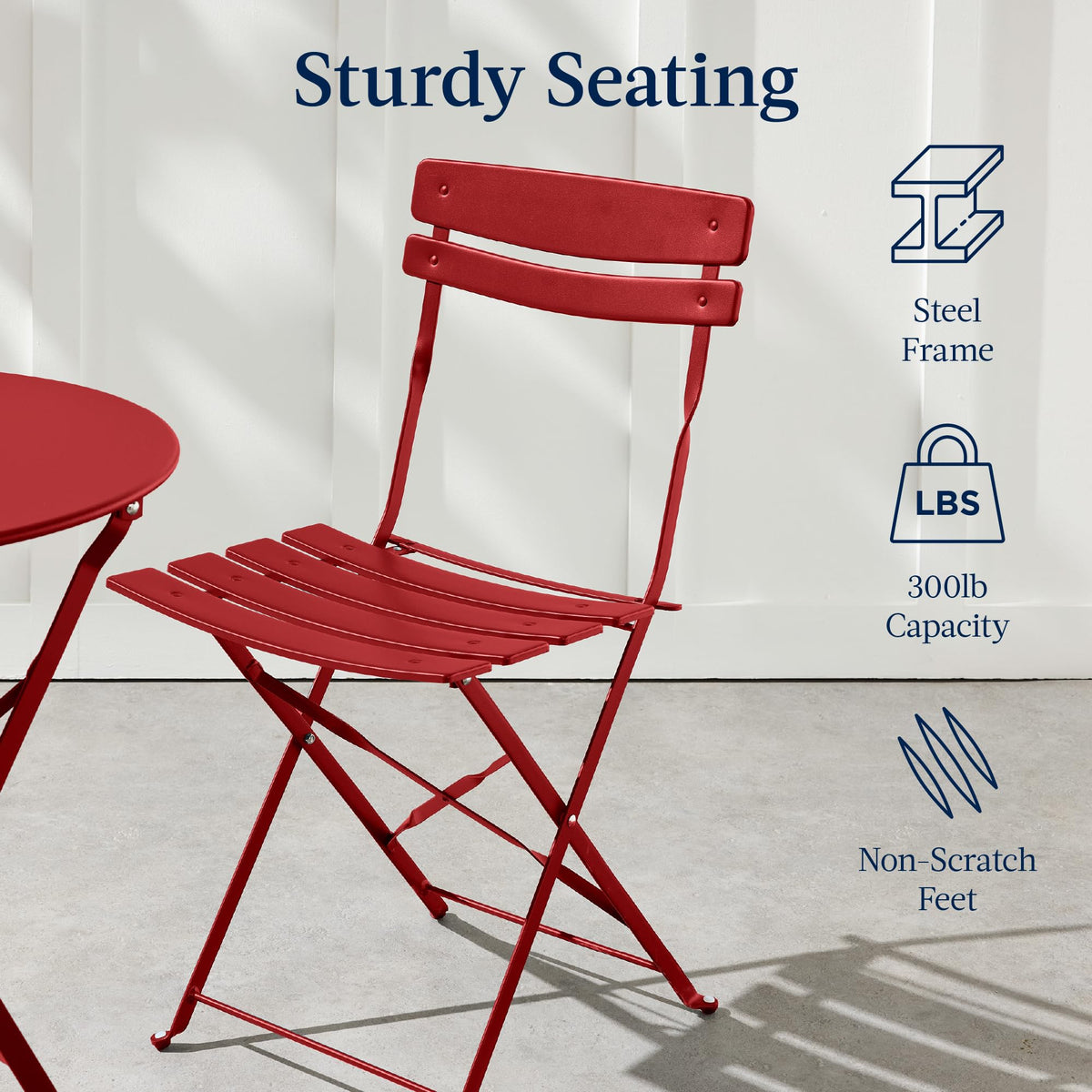 Best Choice Products 3-Piece Bistro Set, Space Saving Folding Design, Solid Steel, Outdoor Patio Furniture Set w/ 2 Chairs, Bistro Table - Red