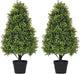Azoco 30" Artificial Boxwood Faux Plants Outdoor, UV Resistant Topiary Trees Realistic Cone-Shaped Fake Bushes and Shrubs Potted Fakeplants Set of 2 for Front Porch Patio Outside Planter Decor