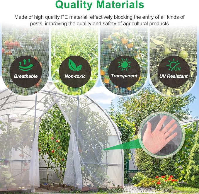 10 X 33FT Garden Mesh Insect Netting Pest Barrier, Garden Bug Netting Plant Mesh for Raised Beds Blueberry Bushes, Figs, Plants, Vegetables Protection