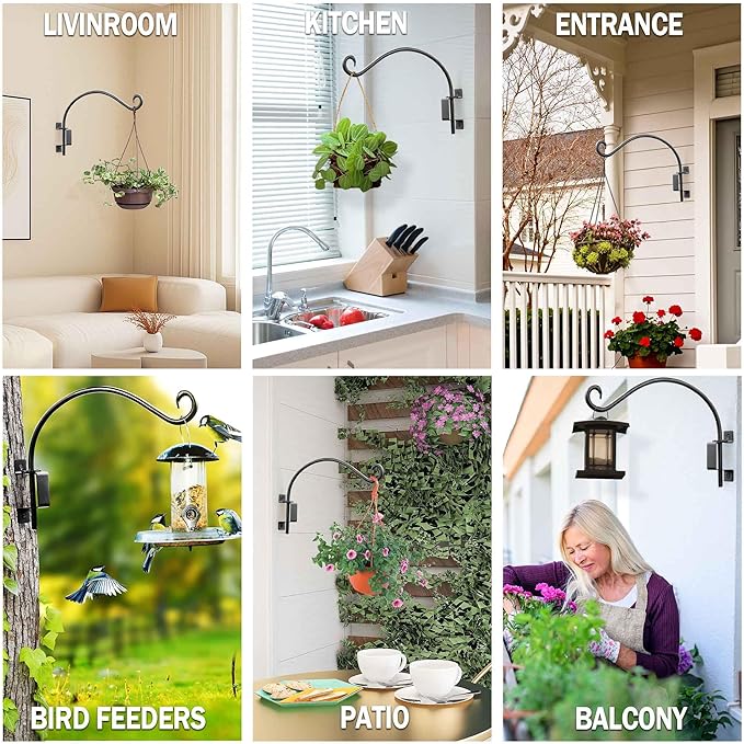 Lifyzoon Swivel Bird Feeder Hanger Hook: 16-Inch Swivel Hanging Plant Bracket, 30lb Weight Capacity - Outdoor Wall Hooks for Bird Feeder, Wind Chimes, Heavy Plants