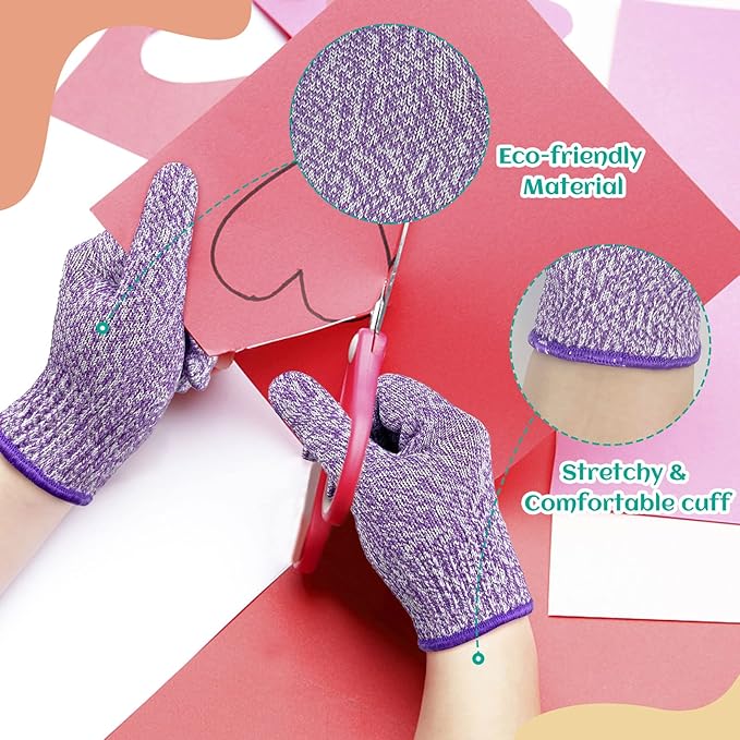 Evridwear Cut Resistant Gloves for Kids 10-13 Years, Level 5 Protection Cutting Gloves Food Grade for Cooking, Whittling, Wood Carving, Gardening and DIY