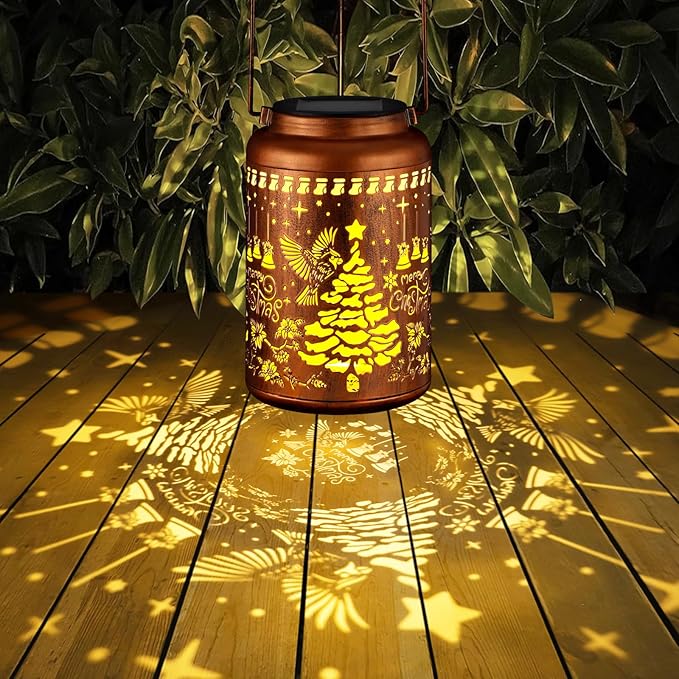 Solar Lanterns Outdoor Waterproof Garden Decor Birthday Gifts for Women Mom Grandma Hanging Lights Metal Decoration Outside for Yard, Patio,Backyard( Red Bird)