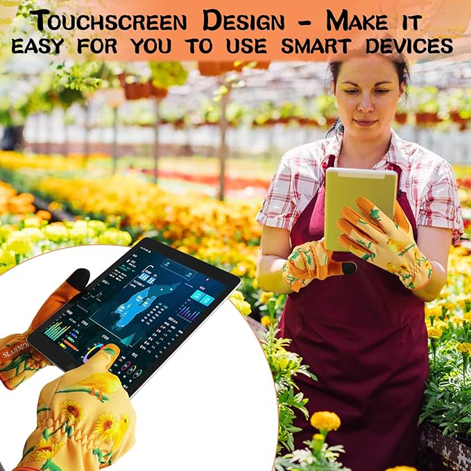 Leather-Gardening-Gloves for Women,Thorn-Proof Work-Gloves for Weeding,Digging,Planting,Pruning Yard garden Gloves