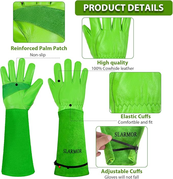 SLARMOR Long Gardening-Gloves Women/Men-Thorn proof Rose Pruning Heavy Duty Gauntlet, Best Garden Gifts for Gardener-XS