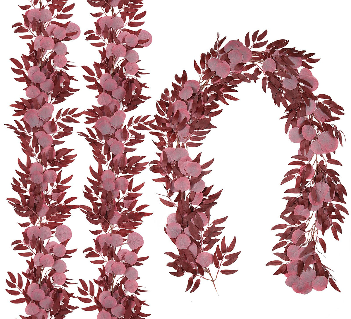 RECUTMS Artificial Silk Eucalyptus Vine Fall Garland with Willow Leaves 2P