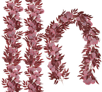 RECUTMS Artificial Silk Eucalyptus Vine Fall Garland with Willow Leaves 2P