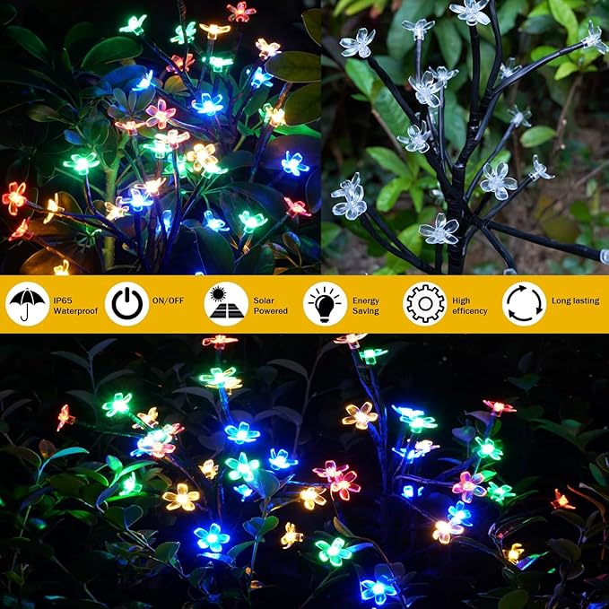 IUEECEN Solar Garden Lights Outdoor,Solar Lights Outdoor Decorative Waterproof for Outside 6Pack, 120Led Solar Flowers Garden Decor, Yard Pathway,Patio Fairy Decorations,Gardening Gifts for Women Mom