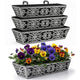 4 Pack 24 Inch Window Boxes Planter for Outdoor Plants Deck Railing Planters Box with Adjustable Brackets for Porch Fence Balcony Hanging Flower Baskets with Non-Woven Fabric Liner for Garden Decor