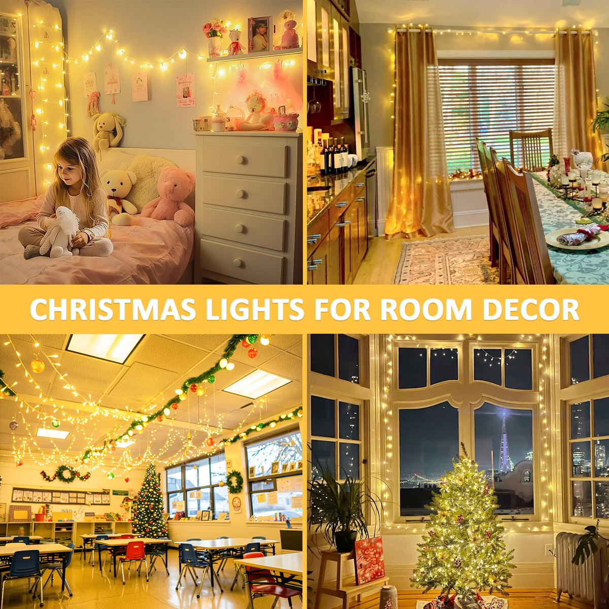 JMEXSUSS 150 LED String Lights for Bedroom, Classroom Lights Plug in