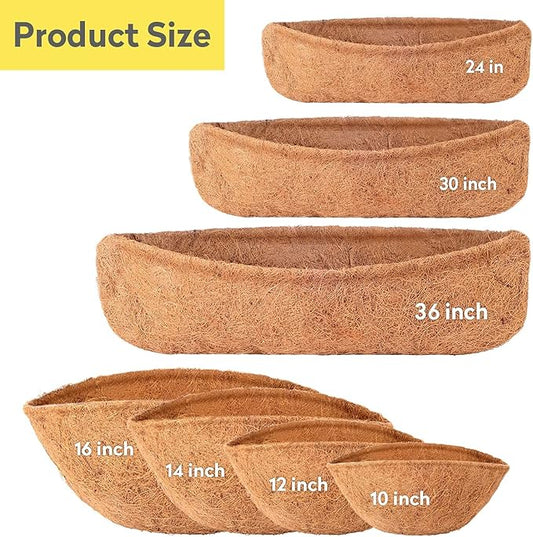 36 Inches Trough Coco Liner Replacement for Plant Hanging Basket, 1 Pcs Thick Coconut Fiber Liners for Garden Flowers Planter, Window Flower Box, Vegetables Pot
