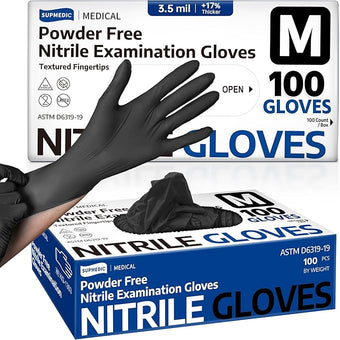 Medical Soft Max™ Black Nitrile Disposable Gloves, 100 Pcs, Latex-Free & Powder-Free Food Safe Food Prep Exam Gloves