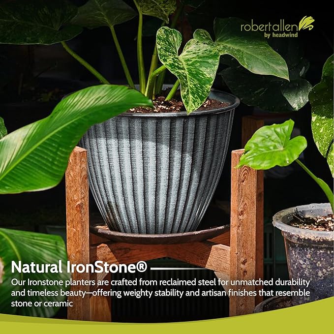 Headwind Monroe Natural Ironstone Collection - 8 Inch Sage Green Plant Pot – for Succulent Pots, Flower Pot, Planters for Indoor Plants & Outdoor Planter Pots for Plants by Robert Allen
