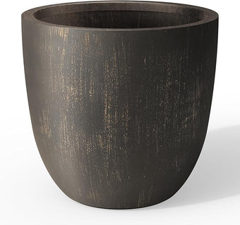 Kante Round Concrete Planter, Large Outdoor Indoor Garden Pots with Drainage Hole, 14-Inch Diameter Flower Pots for Patio, Garden and Home, Antique Bronze