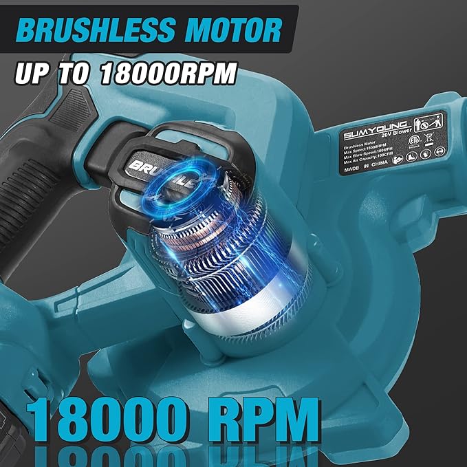Cordless Leaf Blower for Makita 18V Battery,Electric Jobsite Air Blower with Brushless Motor,6 Variable Speed Up to 180MPH,2-in-1 Handle Electric Blower and Vacuum Cleaner(Battery Not Included)