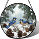 HWRHTR Stained Glass Window Hanging - Blue Bird Winter Forest Landscape Suncatcher for Door Garden Yard Sun Catchers Decor Christmas Mother's Day Birthday Gifts for Women Mom Nana Friend 15 in