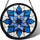 Stained Glass Window Hanging - Blue Snowflake Flowers Suncatcher for Doors Garden Patio Boho Sun Catchers Decor Christmas Mother's Day Birthday Gifts for Women Men Mom Nana Friend 6.3 in