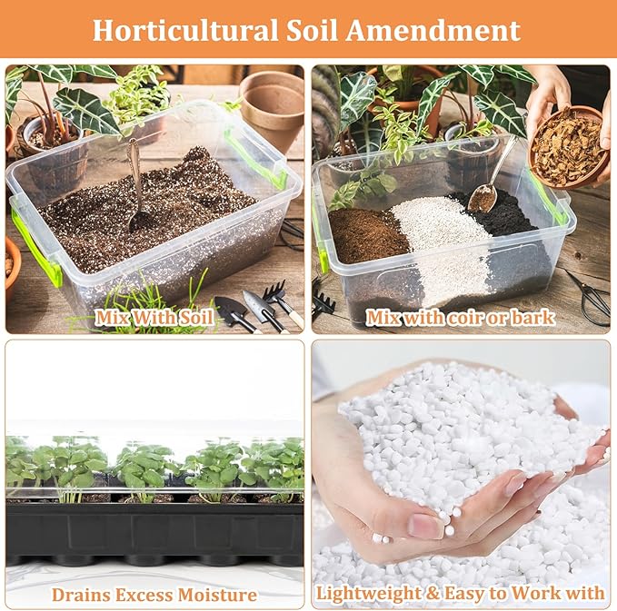 Legigo 15 Quarts Organic Horticultural Perlite for Plants Indoor- Natural Horticultural Soil Additive Conditioner Mix for Improves Drainage, Ventilation and Root Growth
