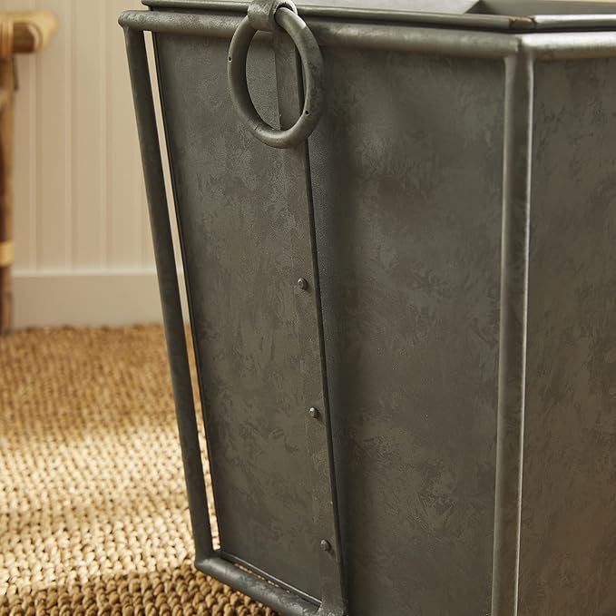 MY SWANKY HOME Large Minimalist Classic Metal Box Planters Liners Square Industrial Rivets Gray