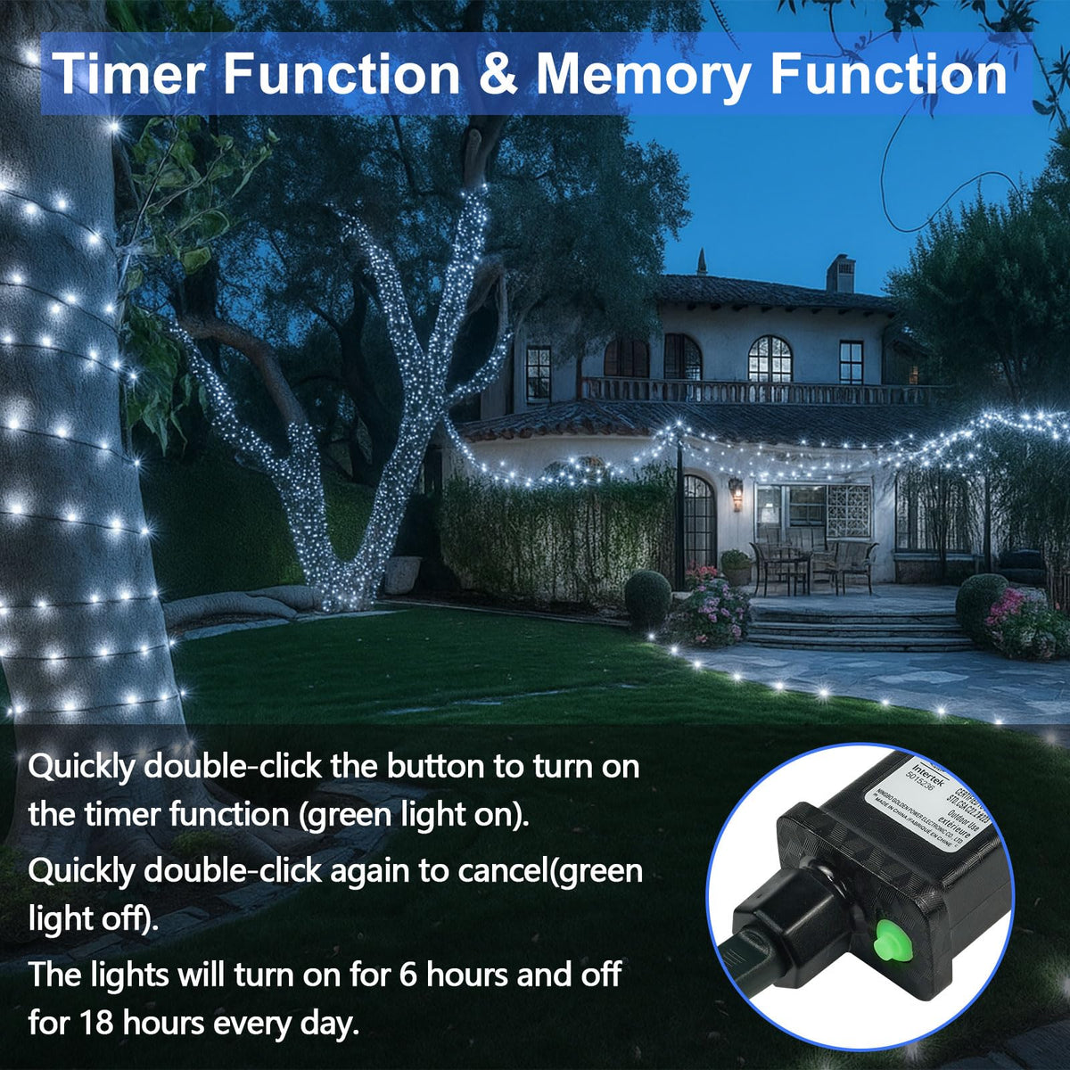 100 LED Connectable String Lights, 33FT Christmas Lights Outdoor Indoor