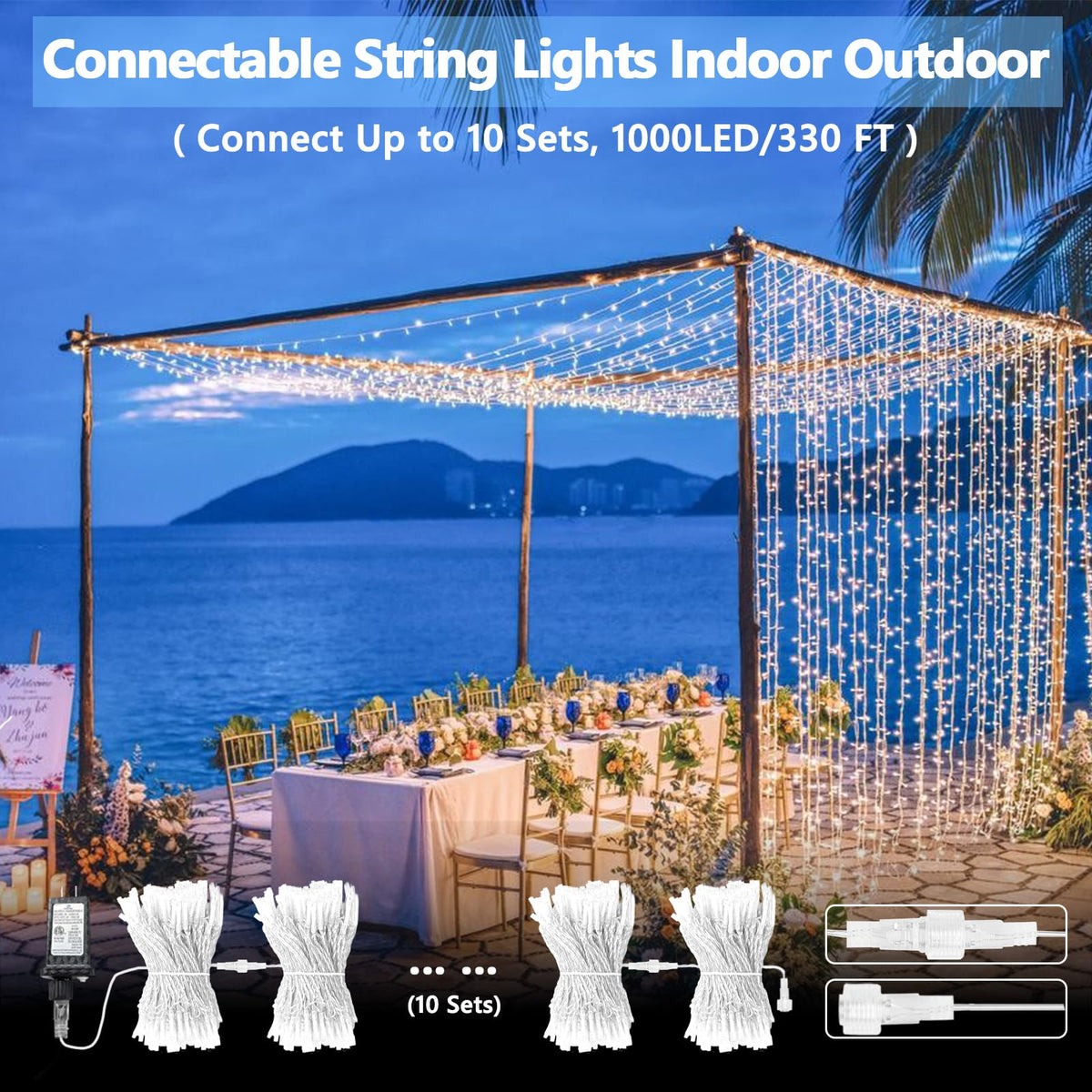 100 LED Connectable String Lights, 33FT Christmas Lights Outdoor Indoor