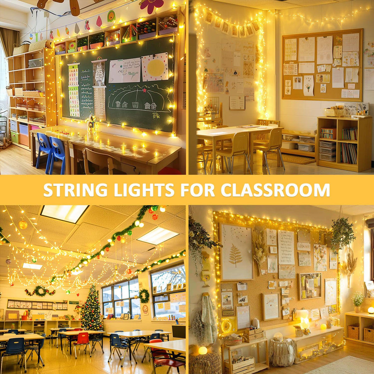 JMEXSUSS 33ft 100 LED Warm White Christmas String Lights for Room Decor