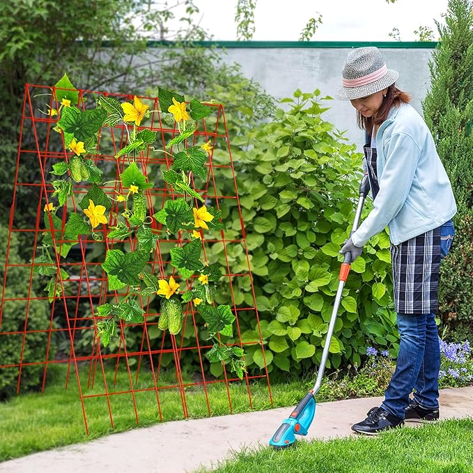 DoCred Cucumber Trellis, 59" High 2 Pack Foldable A Frame Trellis for Raised Bed Climbing Plants, Vegetables, Includes Plant Support Clips, Twist Ties, Plastic Ties- Made from PVC-Coated Steel