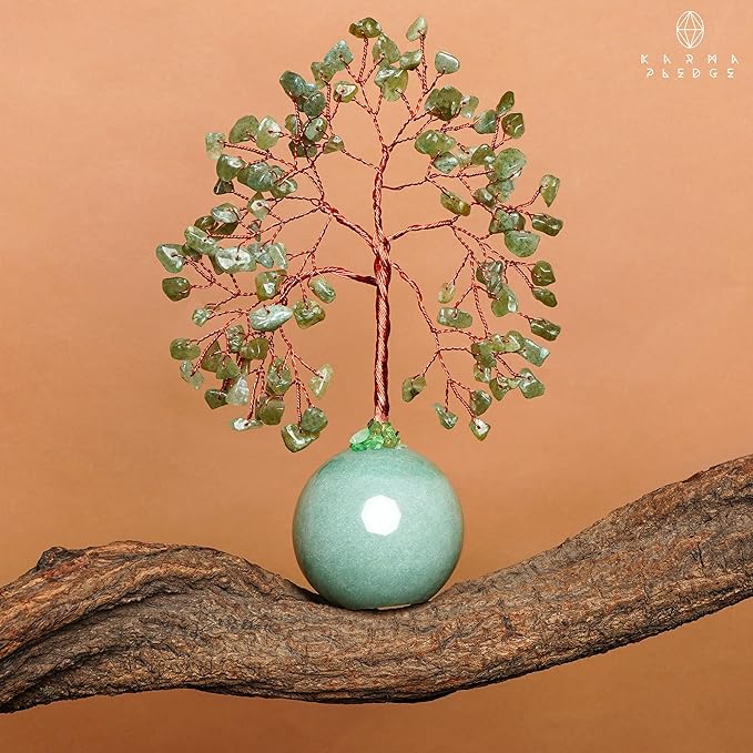 Crystal Tree of Life Birthday Gifts for Women, Mom Green Aventurine Healing Crystals for 7 Chakra Balance, Reiki Healing, Home Decoration Tree for Positive Energy, Good Luck, Office Desk Decor