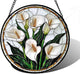 DASTOLL Stained Glass Window Hanging, White Calla Lily Flowers Sun Catchers Glass Panel Plant Suncatcher Decor for Birthday for Women, Men, Wife, Aunt, and Mom 9.8 in