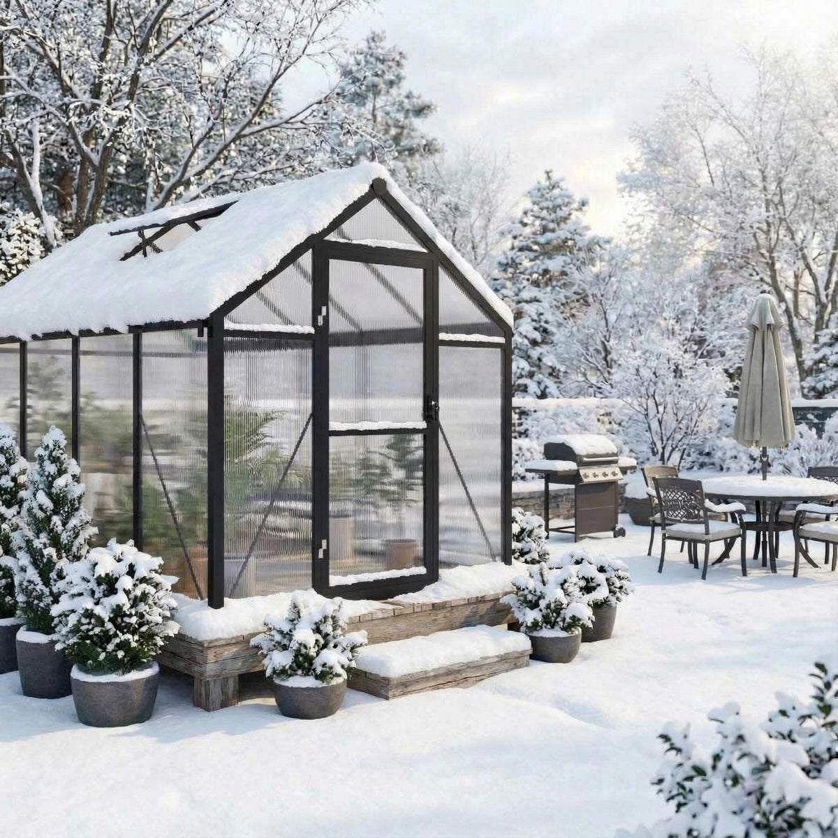 Garvee 6x8ft Walk-in Greenhouse, Heavy Duty Large Outdoor Green House