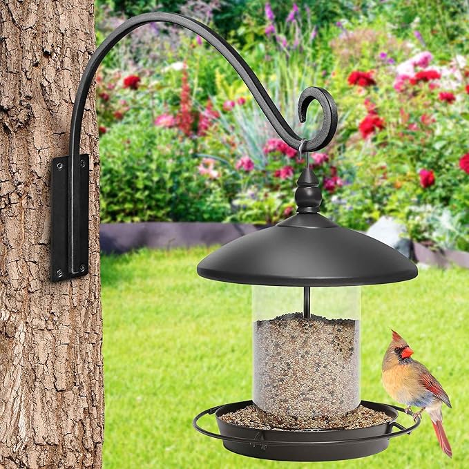 Lifyzoon Heavy Duty Plant Hanger Bracket - 2 Packs 16-Inch Metal Bird Feeder Hangers Outdoor, 45lbs Weight Capacity - Hanging Plant Hooks for Heavy Plant, Birdhouse, Wind Chimes, Flower Baskets