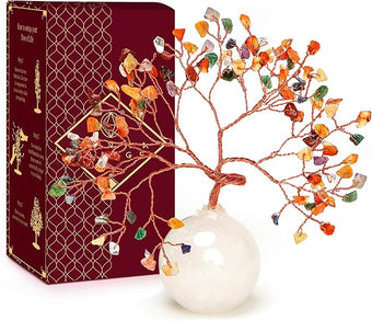 7 Chakra Crystal Tree of Life Gifts for Women, Handmade Home and Office Decor Bonsai Feng Shui Tree for Positive Energy, Good Luck, Money, Yoga, Meditation, Reiki Healing Stone, Birthday Gifts