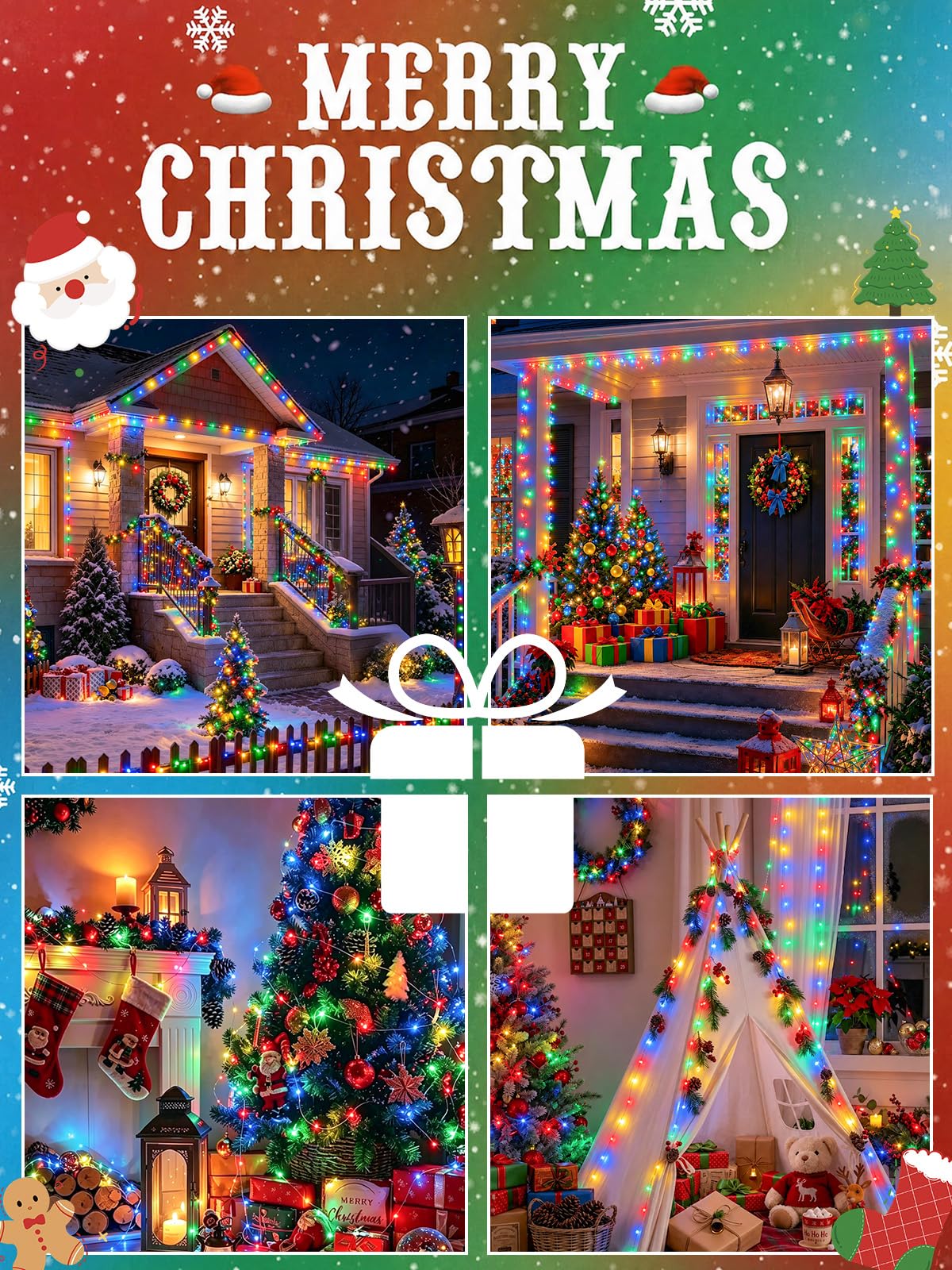 2 Pack 200 LED Fairy Lights Battery Operated with Remote, 66 FT Multicolor