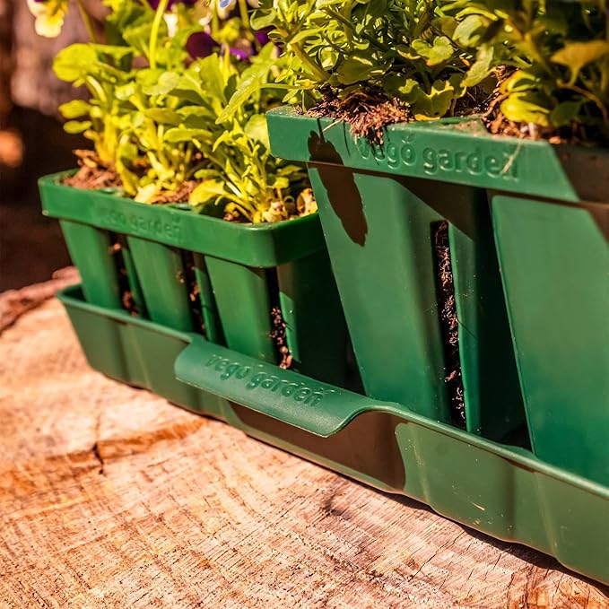 Vego garden Seedling Suite Products, 4 Pack Jumbo Seedling Trays and 4 Pack Standard Seedling Trays with Seedling Tray Lids and 10" x 20" Bottom Watering Trays