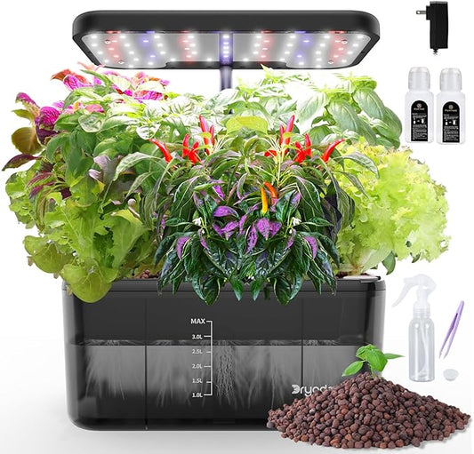 DRYADES Indoor Herb Garden Kit, Hydroponic Growing System with LED Grow Light Quiet Water Pump for Home Kitchen Office Healthy Fresh Herbs Vegetables, Gift Ideas for Women Men